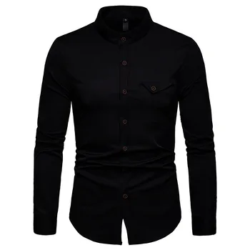 Mens Pocket Design Black Shirt 2019 Brand New Mandarin Collar Shirt Men Slim Fit Long Sleeve Henley Shirt Man Camisa Masculina
Mens Pocket Design Black Shirt 2019 Brand New Mandarin Collar Shirt Men Slim Fit Long Sleeve Henley Shirt Man Camisa Masculina