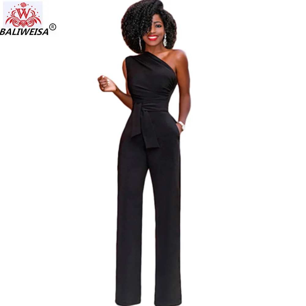 BALIWEISA 2019 Sexy Solid Color Single Shoulder Sleeveless Jumpsuits Women Summer Strapless Pants Rompers Elegant OL Overalls
BALIWEISA 2019 Sexy Solid Color Single Shoulder Sleeveless Jumpsuits Women Summer Strapless Pants Rompers Elegant OL Overalls