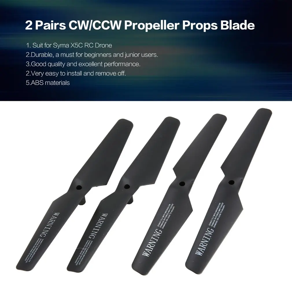 2 Pairs CW/CCW Propeller Props Blade for Syma X5C RC Drone Quadcopter Aircraft UAV Spare Parts Accessories Component
2 Pairs CW/CCW Propeller Props Blade for Syma X5C RC Drone Quadcopter Aircraft UAV Spare Parts Accessories Component