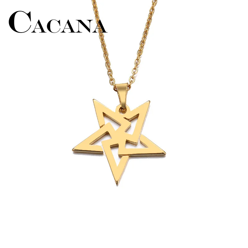 CACANA Stainless Steel Necklace For Women Man Lover's Pretty Pentagram Gold And Silver Color Pendant Necklace Engagement Jewelry
CACANA Stainless Steel Necklace For Women Man Lover's Pretty Pentagram Gold And Silver Color Pendant Necklace Engagement Jewelry