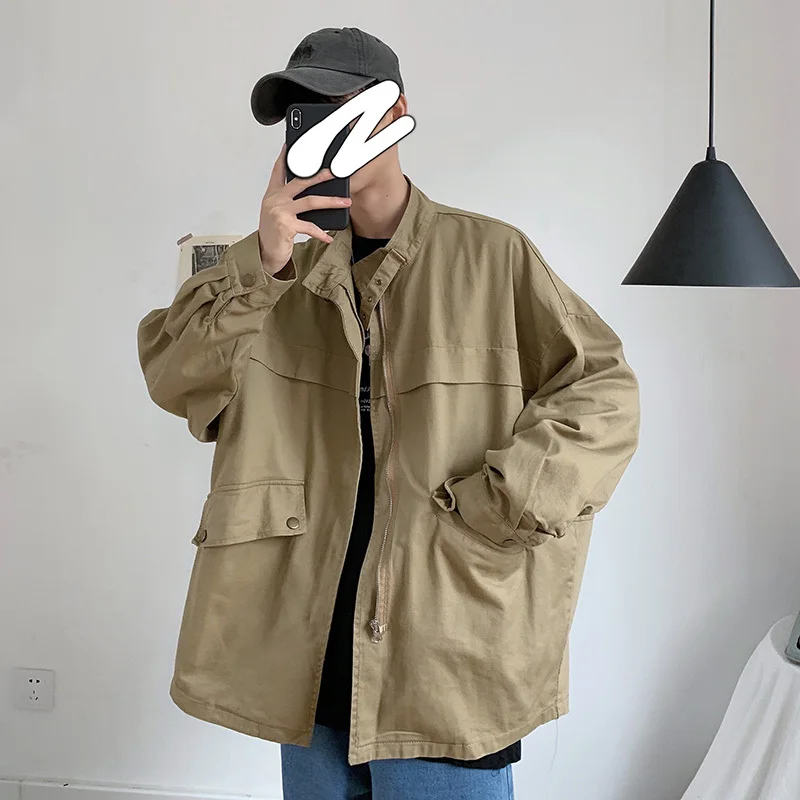 2019 Autumn Safari Vintage Style Work Clothes Khaki/Black Men Jacket Coat Cotton Stand Collar Long Sleeve Loose Windbreaker
2019 Autumn Safari Vintage Style Work Clothes Khaki/Black Men Jacket Coat Cotton Stand Collar Long Sleeve Loose Windbreaker
