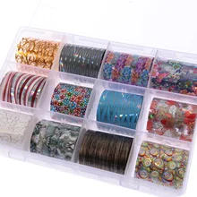 12 unids/caja cielo estrellado láminas de uñas Diseño de Arte de uñas pegatinas de transferencia pegatina de uñas de vidrio roto DIY manicura puntas de uñas decoración(China)