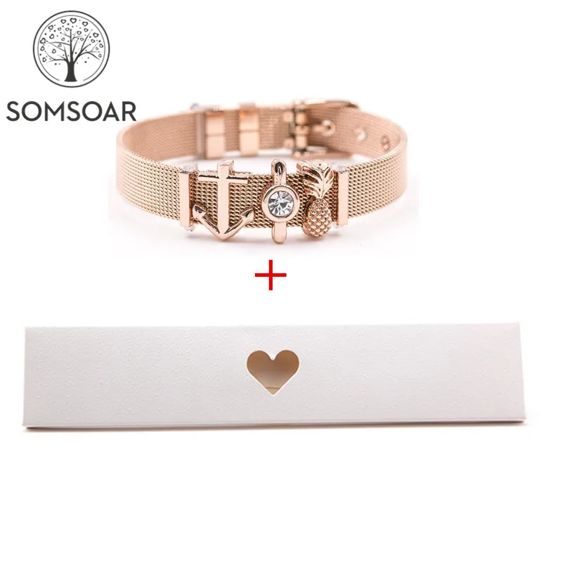 Dropshipping Somsoar Jewelry Rose Gold SOULMA Mesh Bracelet Set Stainless steel Bangle with cute Gift Box as Valentines Gift
Dropshipping Somsoar Jewelry Rose Gold SOULMA Mesh Bracelet Set Stainless steel Bangle with cute Gift Box as Valentines Gift