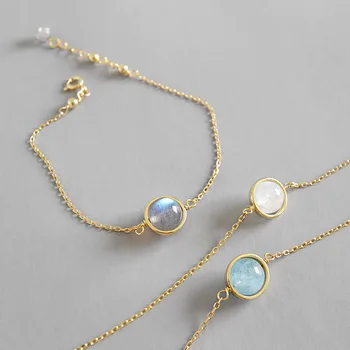 Korean Style S925 pure silver grey and white moonlight Blue Opal bracelet Bangle chain ornaments students female Gift 
Korean Style S925 pure silver grey and white moonlight Blue Opal bracelet Bangle chain ornaments students female Gift