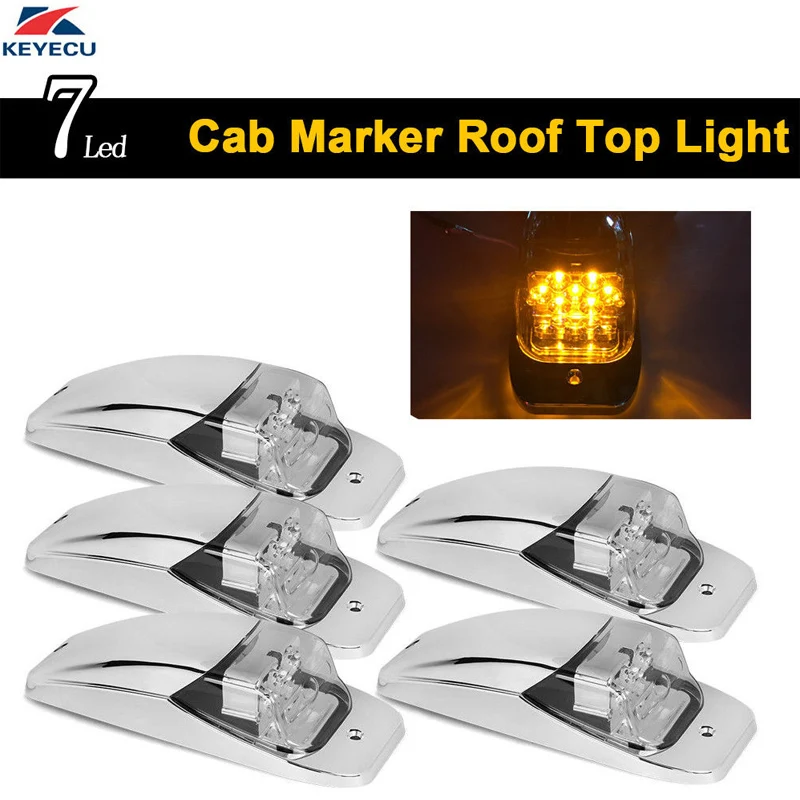 KEYECU 5x 7Led White Lens Amber LED Roof Top Cab Marker Light Chrome Light for Kenworth Peterbilt Freightliner Mack
KEYECU 5x 7Led White Lens Amber LED Roof Top Cab Marker Light Chrome Light for Kenworth Peterbilt Freightliner Mack