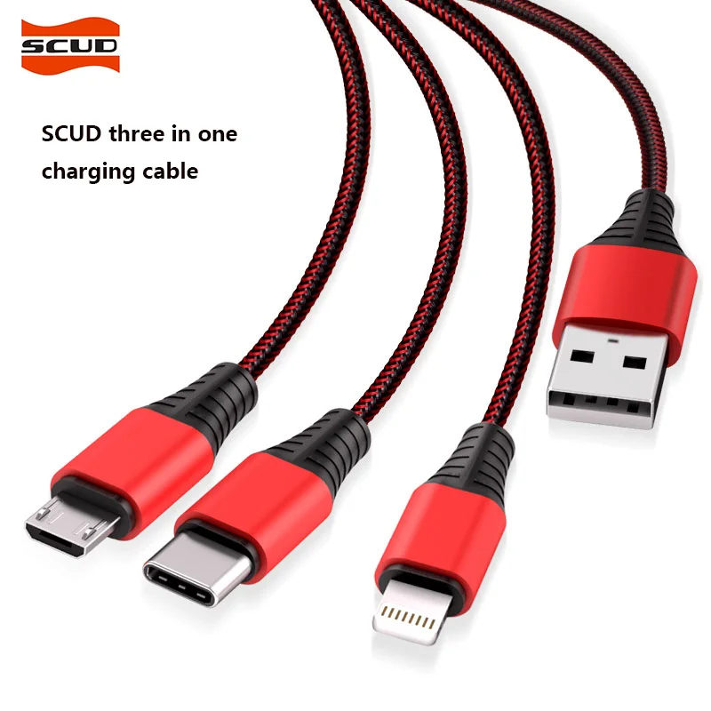 SCUD three in one USB Cable Type C Micro USB Cable for Samsung Xiaomi Huawei LG, USB Charging Cable for iPhone X8 7 6 6S plus 5
SCUD three in one USB Cable Type C Micro USB Cable for Samsung Xiaomi Huawei LG, USB Charging Cable for iPhone X8 7 6 6S plus 5
