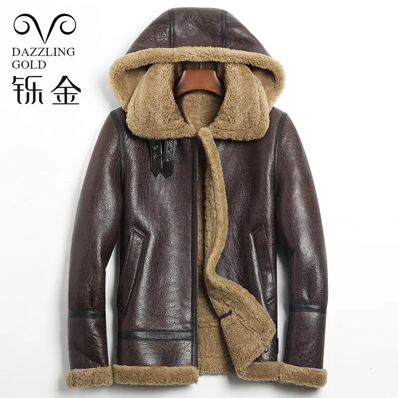 100% Real Australian Sheepskin men coat Genuine Leather wool Jacket with hat for men Motorcycle clothing thick warm in Winter
100% Real Australian Sheepskin men coat Genuine Leather wool Jacket with hat for men Motorcycle clothing thick warm in Winter