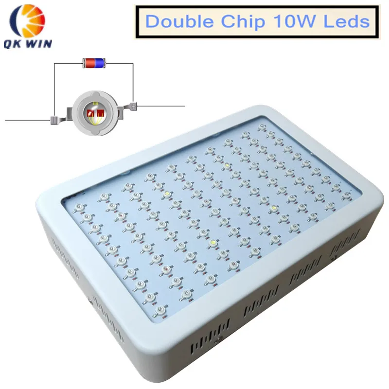 QkwinLED 1000 Вт (100x10 Вт) двойные чипы 10 LED Grow Light полный спектр Lights для комнатных