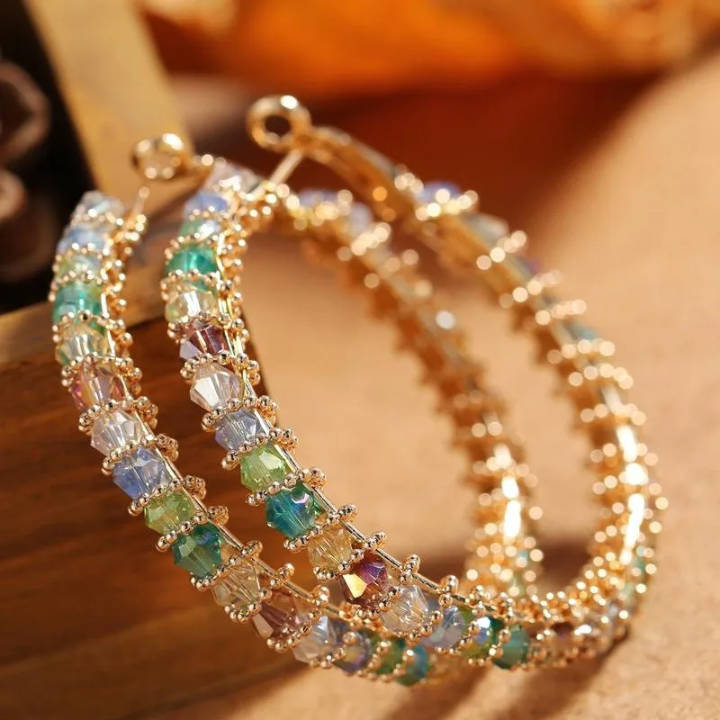 Multicolor Crystal Beads Hoop Earrings For Women Gifts New Arrival Bohemia Handmade Rainbow Earrings Fashion Jewelry
Multicolor Crystal Beads Hoop Earrings For Women Gifts New Arrival Bohemia Handmade Rainbow Earrings Fashion Jewelry