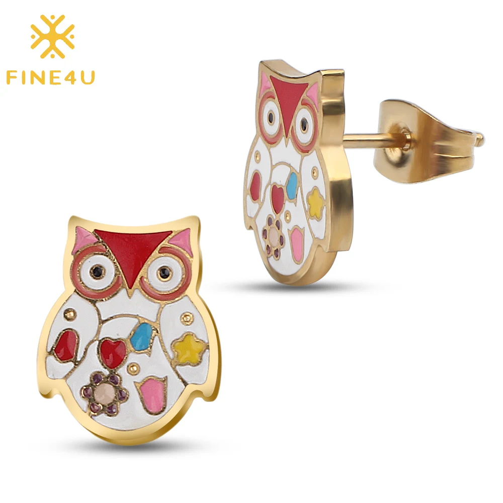 FINE4U E092 Cute Enamel Owl Stud Earrings For Women Stainless Steel Animal Statement Earrings Wholesale Dropshipping
FINE4U E092 Cute Enamel Owl Stud Earrings For Women Stainless Steel Animal Statement Earrings Wholesale Dropshipping