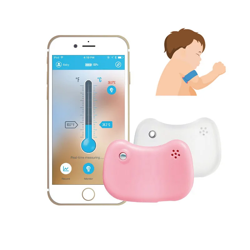 bluetooth 4.0 Baby Wearable Digital Thermometer 24HR Smart Medical Wireless Fever Monitor For Children Health Care Convenient
bluetooth 4.0 Baby Wearable Digital Thermometer 24HR Smart Medical Wireless Fever Monitor For Children Health Care Convenient