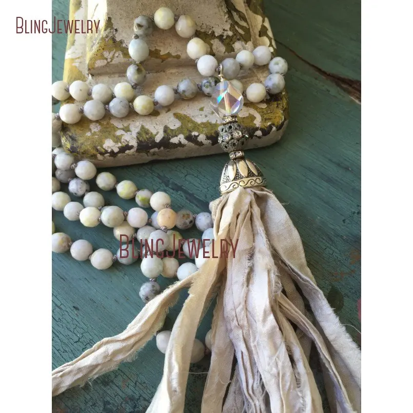 20190301-NM11290-simply shabby boho chic hand knot mossy stone neutral glam sari silk tassel unique jewelry gift