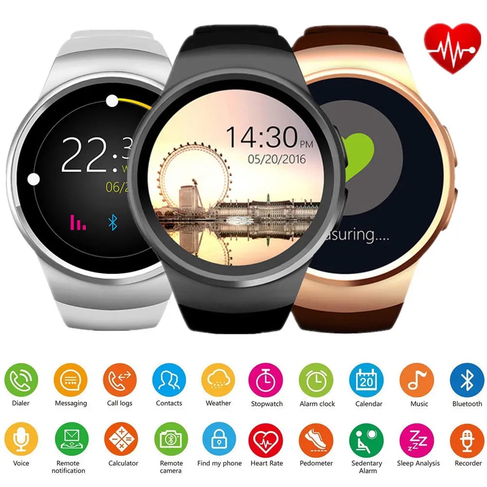 

AKASO New KingWear KW18 Bluetooth Smart Watch Phone Full Screen KW18 Smartwatch Heart Rate for Android ios Support SIM TF Card