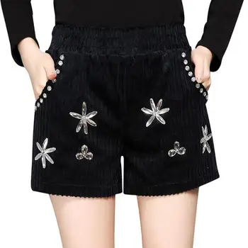 Winter Fall Fashion Woman Lady Elastic Waist Glitter Beads Wide Leg Corduroy Shorts ,autumn Slim Black Brown Shorts For Women
Winter Fall Fashion Woman Lady Elastic Waist Glitter Beads Wide Leg Corduroy Shorts ,autumn Slim Black Brown Shorts For Women