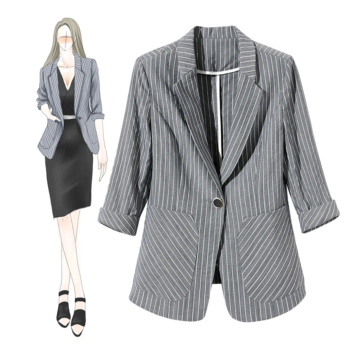 Unique Design Boutique Women's Clothes New Style Slim Fashion Stripe Outerwear Women's Business Blazer Coat 932005
Unique Design Boutique Women's Clothes New Style Slim Fashion Stripe Outerwear Women's Business Blazer Coat 932005