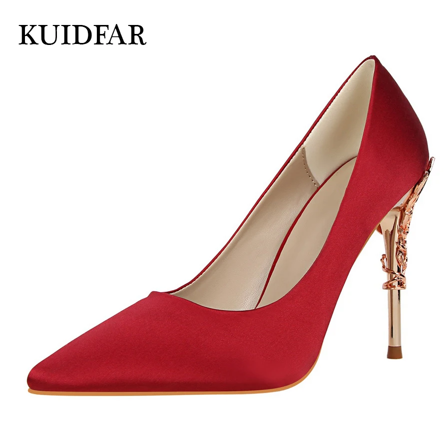 KUIDFAR Brand Shoes Woman High Heels Pumps Red High Heels Women Shoes High Heels Wedding Shoes Pumps Black