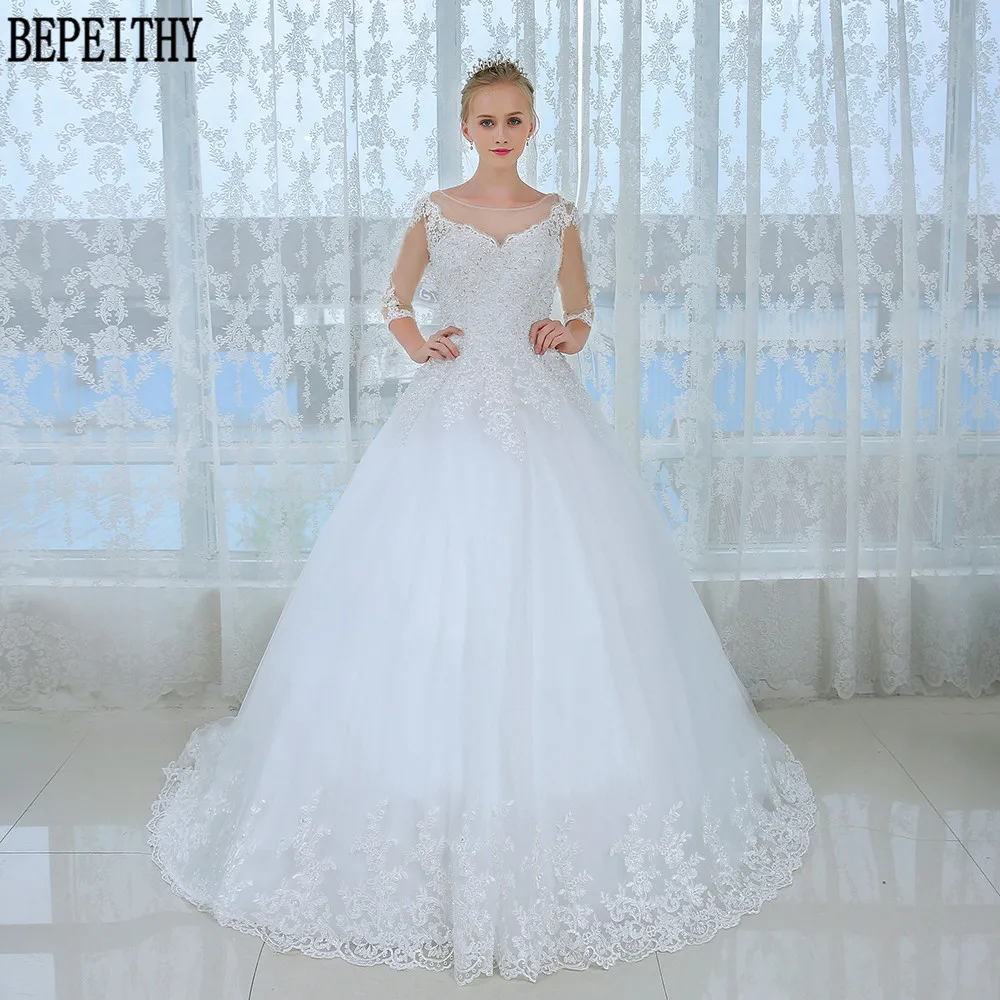 BEPEITHY Vestido de noiva Lace Scoop Tulle Bride Wedding Dress 2019 A-Line Half Sleeve Beading Appliques Wedding Dresses
BEPEITHY Vestido de noiva Lace Scoop Tulle Bride Wedding Dress 2019 A-Line Half Sleeve Beading Appliques Wedding Dresses