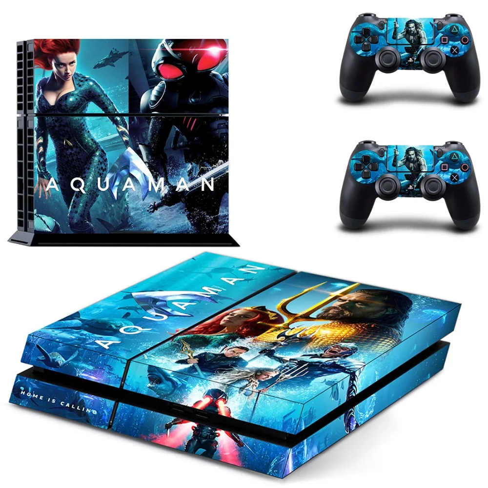 Пленка Aquaman PS4 наклейка на консоль Sony PlayStation 4 и 2 контроллера виниловая |