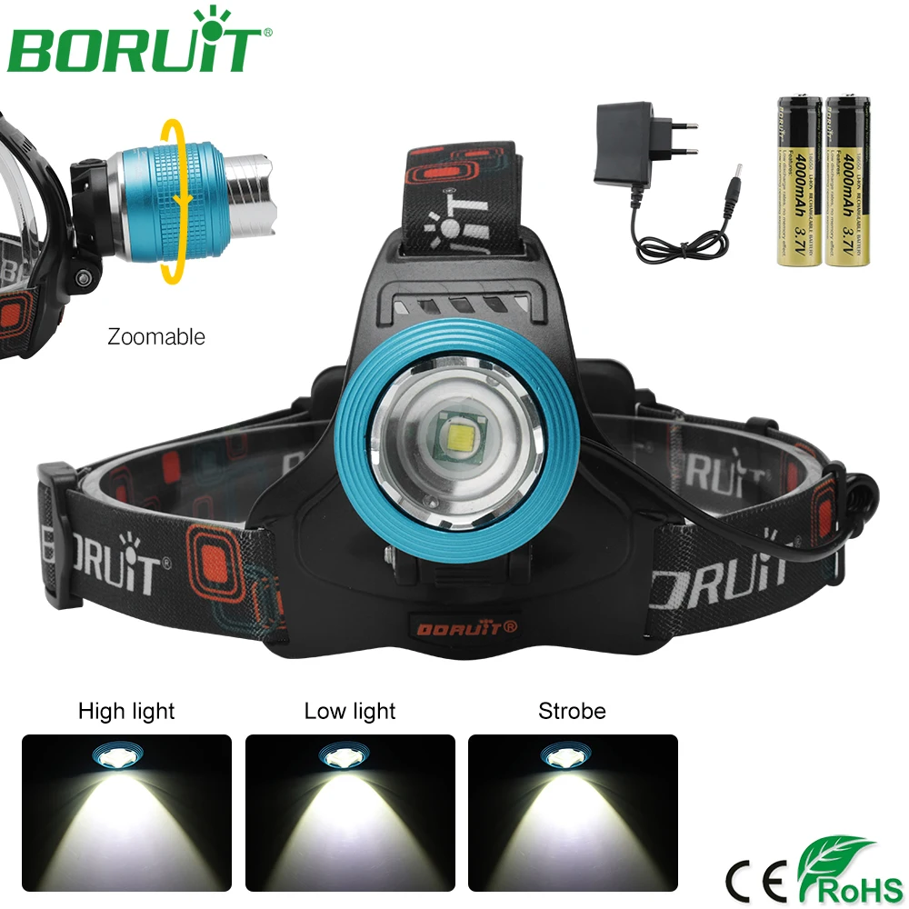 BORUiT Waterproof Rechargeable XML T6 LED Headlamp Headlight Zoomable 3 Modes Flashlight Portable Camping Hunting Head Torch
BORUiT Waterproof Rechargeable XML T6 LED Headlamp Headlight Zoomable 3 Modes Flashlight Portable Camping Hunting Head Torch