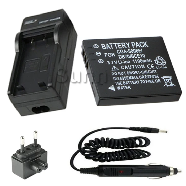 Battery and Charger for Panasonic CGA-S008, CGA S008, CGAS008, CGA S008E, CGA-S008E, DMW-BCE10, DMW BCE10, VW-VBJ10
Battery and Charger for Panasonic CGA-S008, CGA S008, CGAS008, CGA S008E, CGA-S008E, DMW-BCE10, DMW BCE10, VW-VBJ10