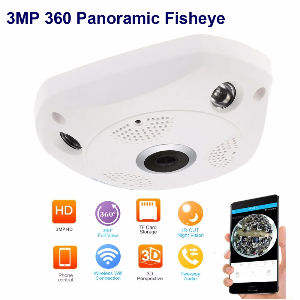3mp Fisheye Panoramic Ip Camera VR Cam Smart 360 Degree wireless motion detection 128GB On-board Record,IR 35ft Smart App
3mp Fisheye Panoramic Ip Camera VR Cam Smart 360 Degree wireless motion detection 128GB On-board Record,IR 35ft Smart App
