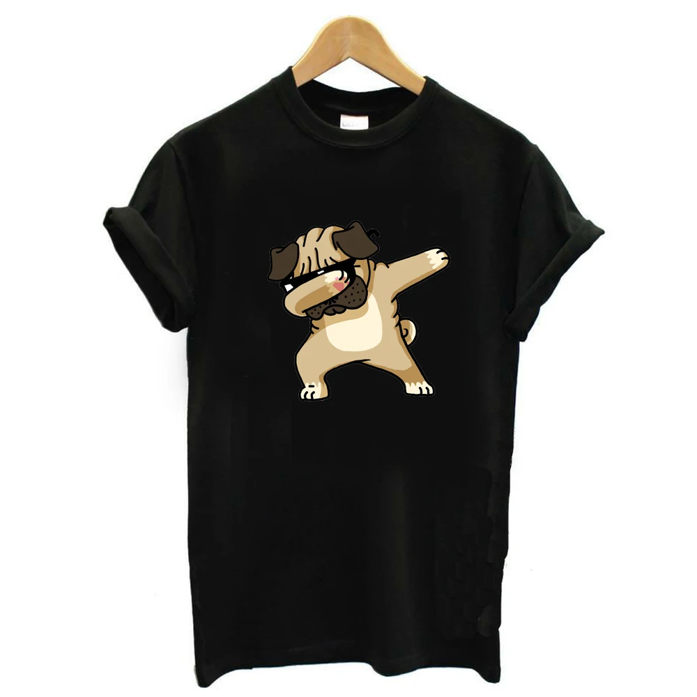 Dabbing pug T-Shir for women hip hop o-neck cute dog Harajuku brand undershirt funny Tumblr cotton tops & tees | Женская одежда
