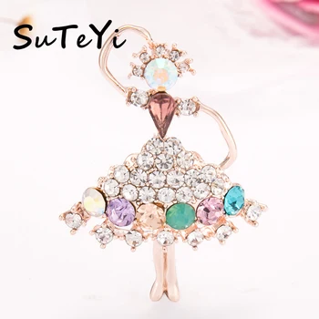 SUTEYI Newest beautiful wedding dancing girl brooch wholesale handmade rhinestone flower color skirt brooch brooches for wedding
SUTEYI Newest beautiful wedding dancing girl brooch wholesale handmade rhinestone flower color skirt brooch brooches for wedding