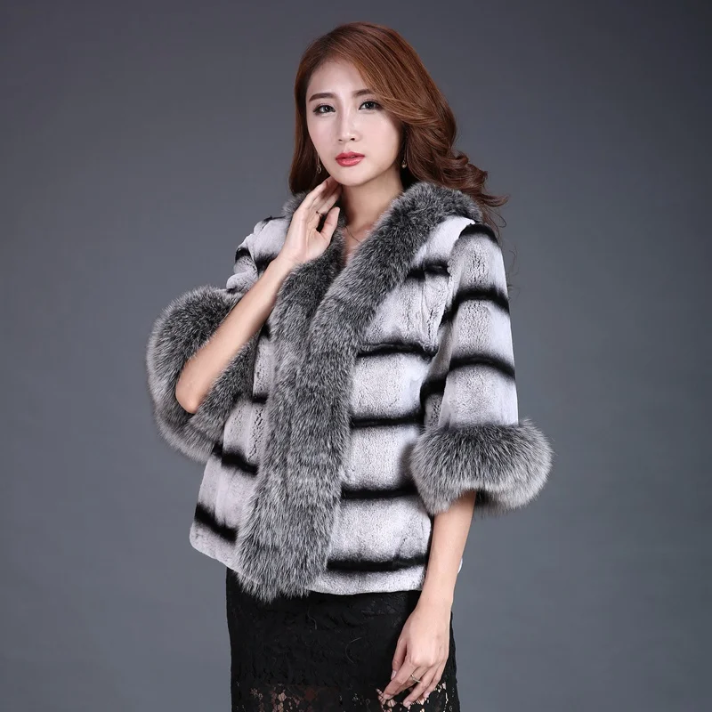 Lady Real Rex Rabbit Fur Jacket Coat Fox Fur Collar and Cuff Autumn Winter Genuine Women Fur Slim Outerwear Coats 3XL 4XL LF4119
Lady Real Rex Rabbit Fur Jacket Coat Fox Fur Collar and Cuff Autumn Winter Genuine Women Fur Slim Outerwear Coats 3XL 4XL LF4119
