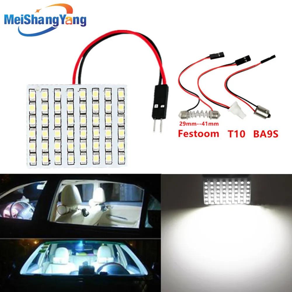 

48 SMD Blue,White,Amber Panel led car T10 BA9S Festoon Dome Interior Lamp w5w c5w t4w bulbs Car Light Source parking
