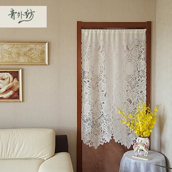 

Free shipping lace yarn tulle geomancy country rustic lucky door curtain kitchen curtains for living room bedroom 85*150cm