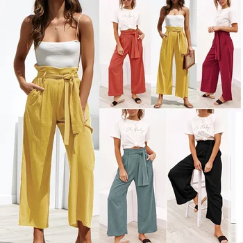 Fashion Ladies Pants Summer Solid Bandage Casual Loose Pants High Waist Crop Women Cotton Wide-leg Pants Plus Size Harem Pant
Fashion Ladies Pants Summer Solid Bandage Casual Loose Pants High Waist Crop Women Cotton Wide-leg Pants Plus Size Harem Pant