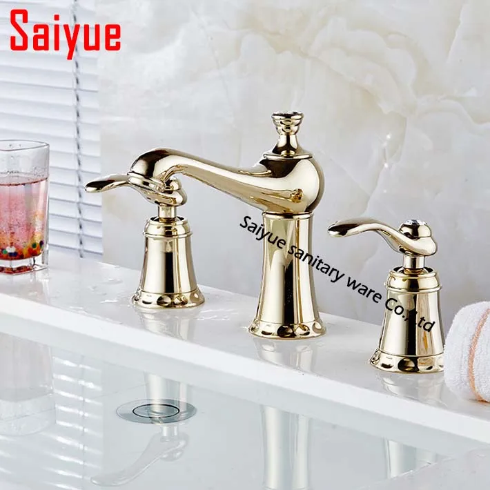 Mini Widespread 3 Holes Basin Faucet Gold Finish Bathroom Sink Mixer Tap dual holder
Mini Widespread 3 Holes Basin Faucet Gold Finish Bathroom Sink Mixer Tap dual holder