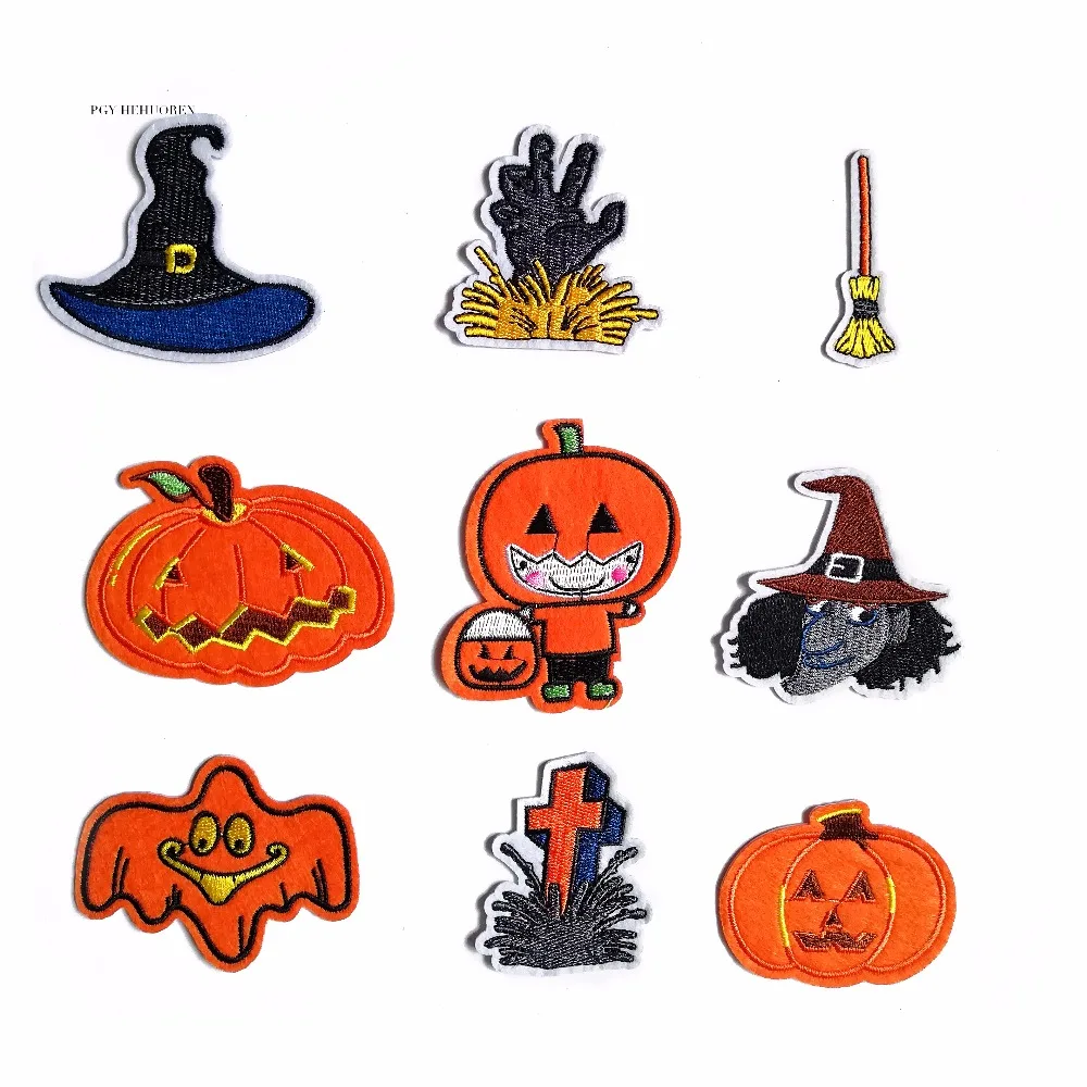 PGY Cartoon Pumpkin Smiley Halloween Embroidery Patch Iron-On Kids Clothes Many Styles DIY Decorative Badges Witch Hats
PGY Cartoon Pumpkin Smiley Halloween Embroidery Patch Iron-On Kids Clothes Many Styles DIY Decorative Badges Witch Hats