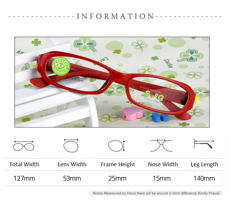 SECG Unisex Youth's Full Rim Rectangle TR 90 Silicone Eyeglasses 2113