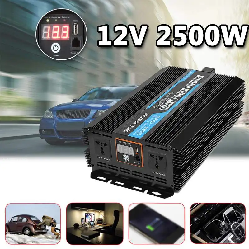 5000W Max Pure Sine Wave Inverter DC 12V to AC 220V USB Car Power Inverter Charger Converter Adapter Pure Sine Wave Transformer
5000W Max Pure Sine Wave Inverter DC 12V to AC 220V USB Car Power Inverter Charger Converter Adapter Pure Sine Wave Transformer