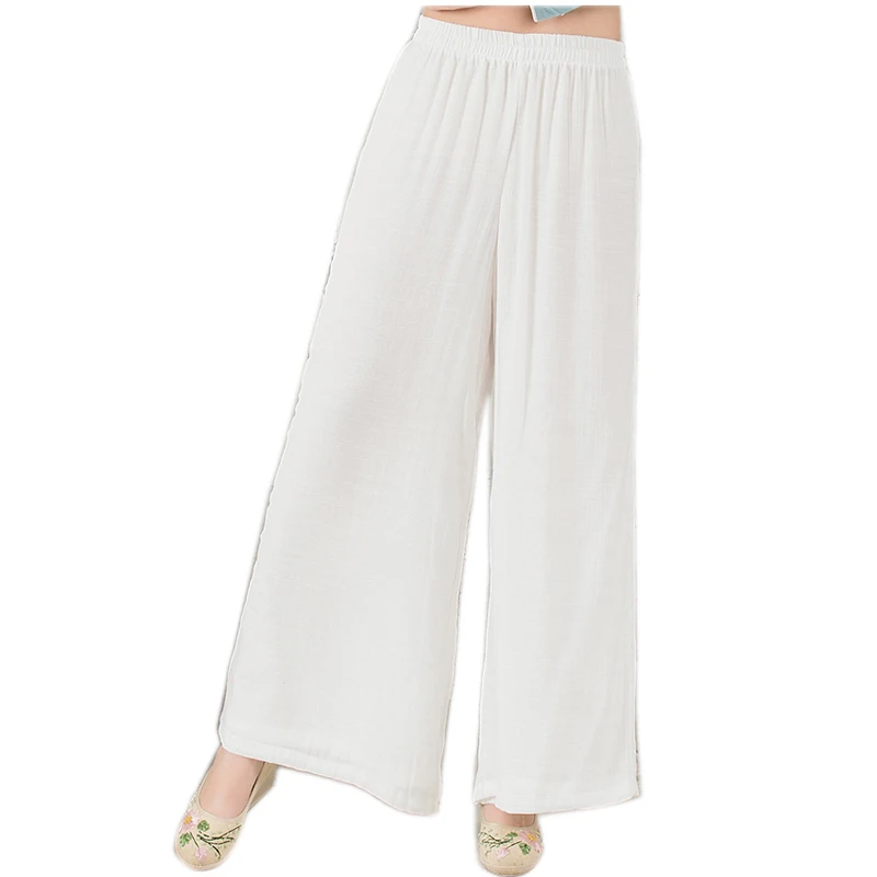 Ethnic Chinese White Pants Women's Loose Wide Leg Pants Full Length Elastic Waist Linen and Cotton Pants for Female
Ethnic Chinese White Pants Women's Loose Wide Leg Pants Full Length Elastic Waist Linen and Cotton Pants for Female