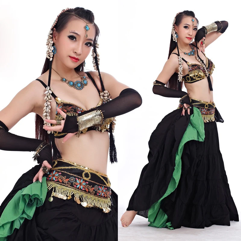 ATS 2016 Tribal Belly Dance Clothes for Women 4 Pieces Outfit Set Antique Bronze Beads Bra Belt Skirts Gypsy Dance Costumes
ATS 2016 Tribal Belly Dance Clothes for Women 4 Pieces Outfit Set Antique Bronze Beads Bra Belt Skirts Gypsy Dance Costumes