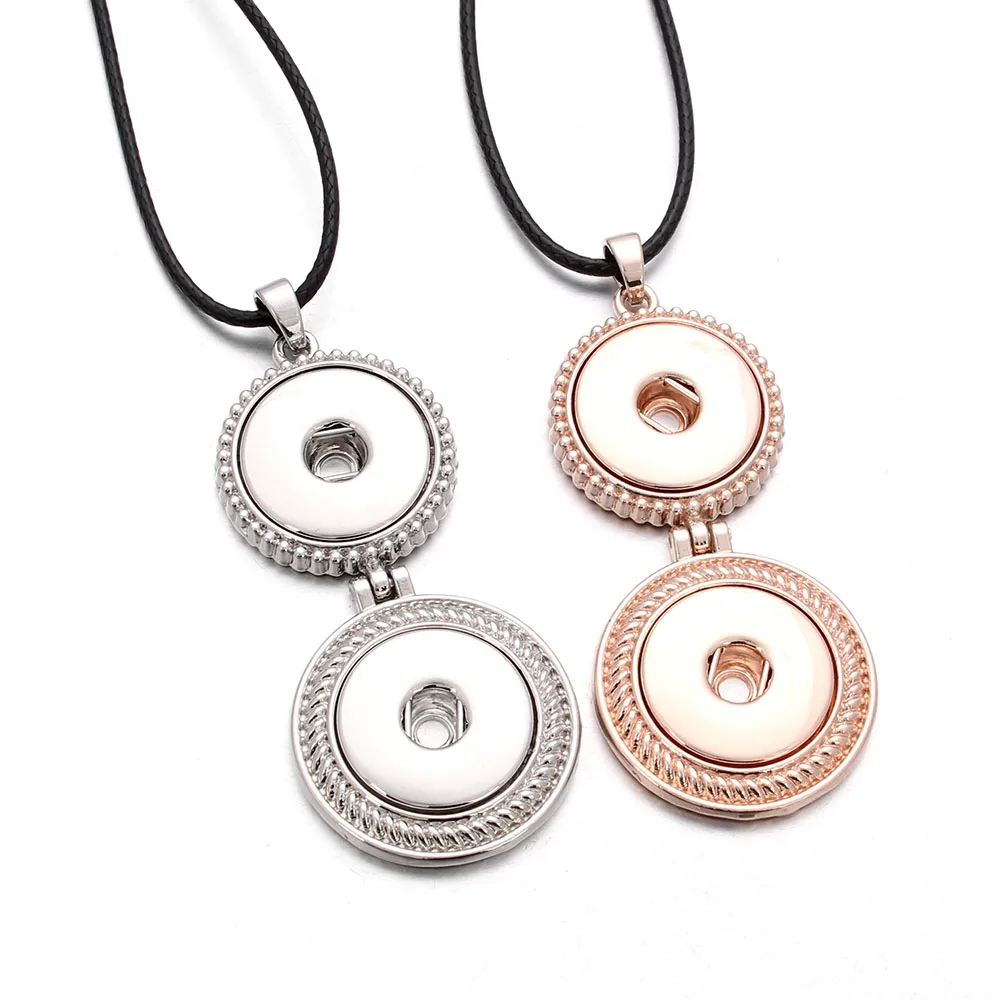 High Quality Vintage 2 Buttons Snap Pendant Necklace With Leather Chain for 18-20mm Xinnver Snap Button Jewelry For Women
High Quality Vintage 2 Buttons Snap Pendant Necklace With Leather Chain for 18-20mm Xinnver Snap Button Jewelry For Women