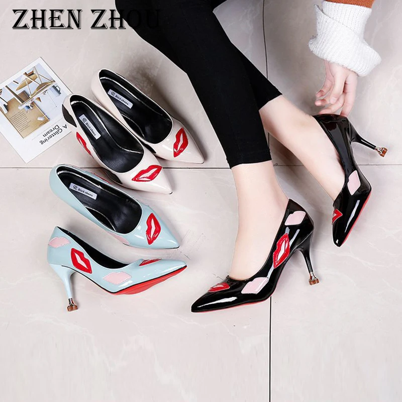 zhen zhou shoes woman 2018 pumps with lips fashion Plum with Sexy lips printing High heels sharp toes shallow Chaussures femme
zhen zhou shoes woman 2018 pumps with lips fashion Plum with Sexy lips printing High heels sharp toes shallow Chaussures femme