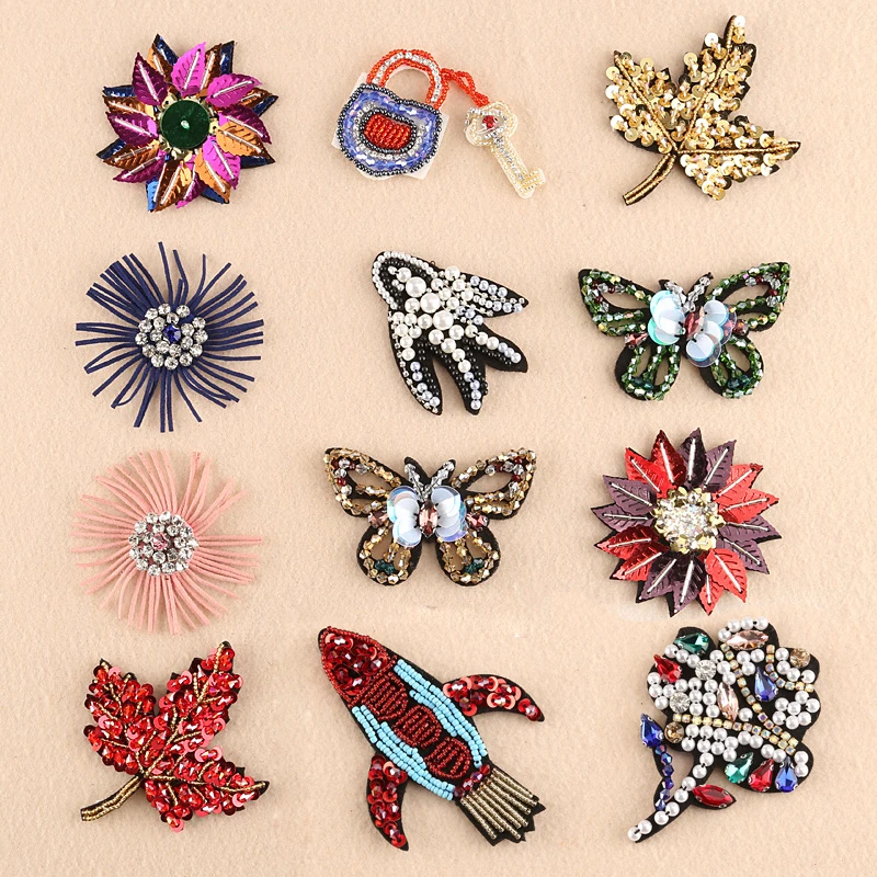 Fabric Appliques Patches DIY Scrapbooking Craft Lock Key Beaded Rhinestone Golden Maple Leaf Sequins Butterfly Bird Rocket patch
Fabric Appliques Patches DIY Scrapbooking Craft Lock Key Beaded Rhinestone Golden Maple Leaf Sequins Butterfly Bird Rocket patch