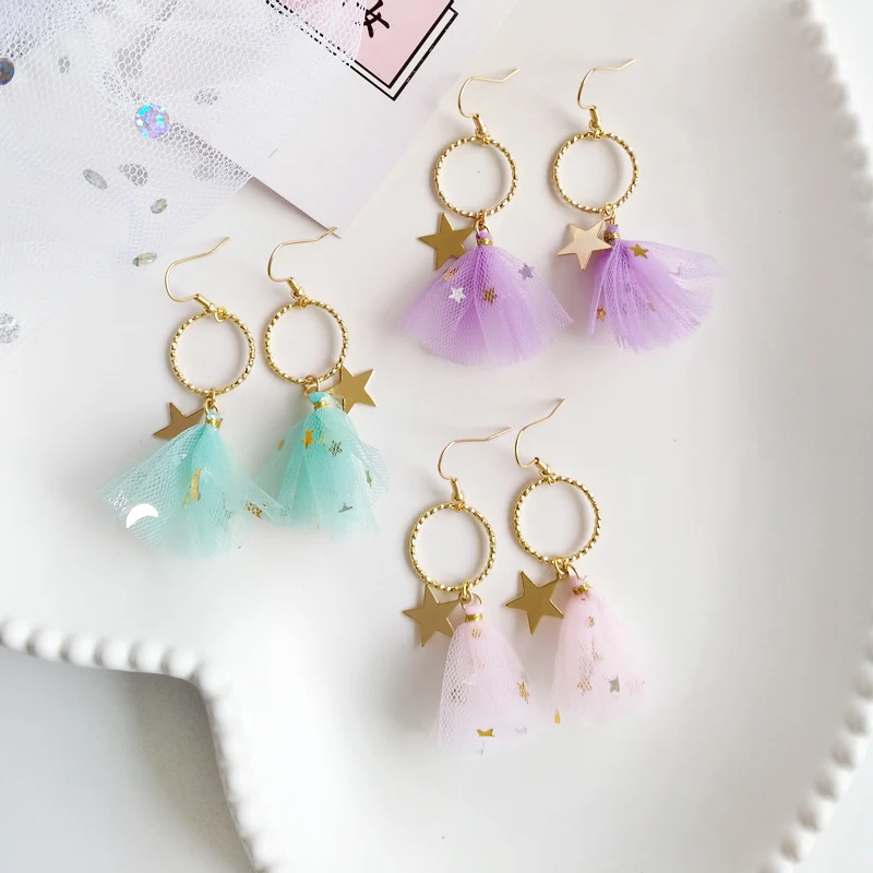Dangle earrings new round metal stars 4 color lace tassel earring contracted joker earrings for women jewelry
Dangle earrings new round metal stars 4 color lace tassel earring contracted joker earrings for women jewelry
