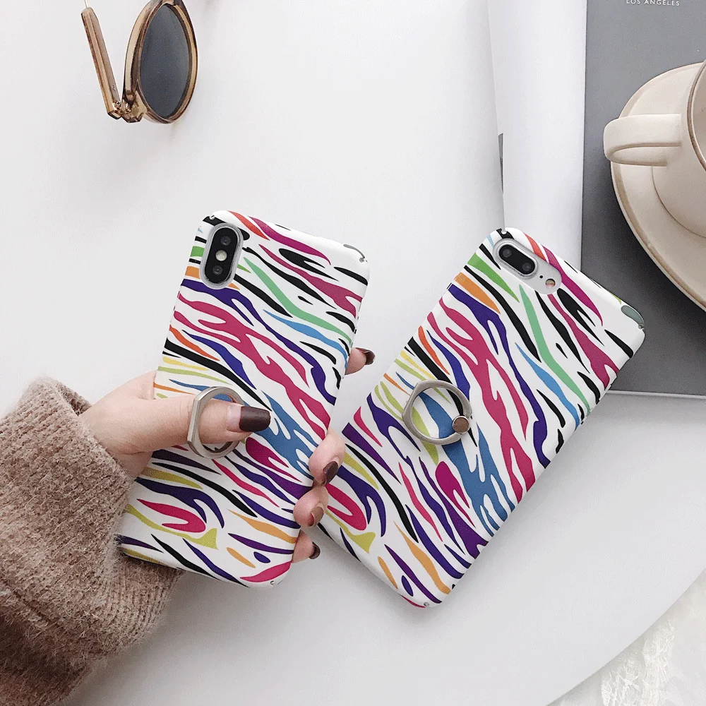Rainbow Striped Phone Case for IPhone X XS XR XS Max 8 7 6 6S Metal Ring Back Holder Case Luxury Colorful Case Geometric Conque
Rainbow Striped Phone Case for IPhone X XS XR XS Max 8 7 6 6S Metal Ring Back Holder Case Luxury Colorful Case Geometric Conque