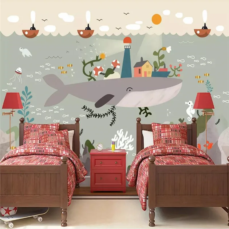 Hand-painted underwater world whale mate art background wall professional production mural wholesale wallpaper custom photo wall
Hand-painted underwater world whale mate art background wall professional production mural wholesale wallpaper custom photo wall