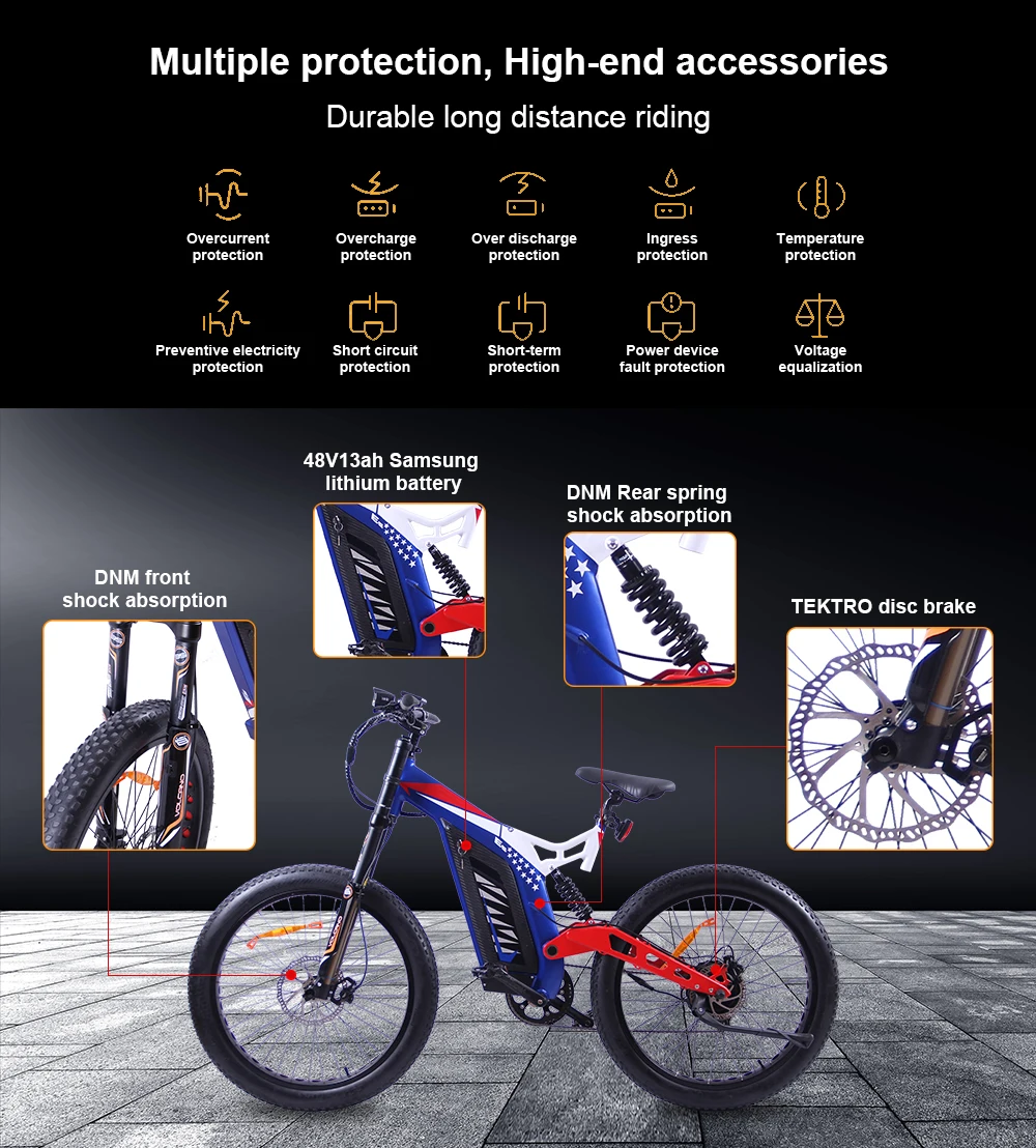 Sale EZBIKE Electric Bike 26x3.0" 27 speed Fat Electric Bicycle 48 V 13 AH Lithium Battery Electric Mountain Bikes 500W Motor EBike 12