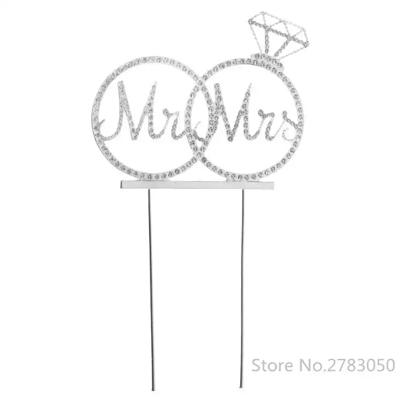 mr mrs diamond shape crystal rhinestone bride groom wedding cake
