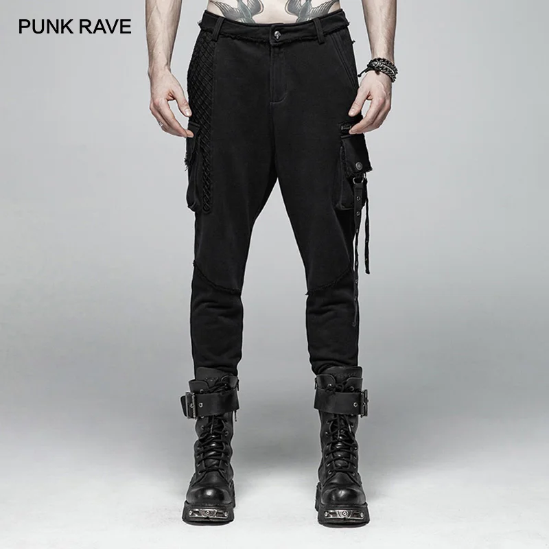 PUNK RAVE Men's Punk Rock Black Knit Trousers Gothic Military Casual Big Pocket Long Punk Cross Visual Kei Men Pants Streetwear
PUNK RAVE Men's Punk Rock Black Knit Trousers Gothic Military Casual Big Pocket Long Punk Cross Visual Kei Men Pants Streetwear