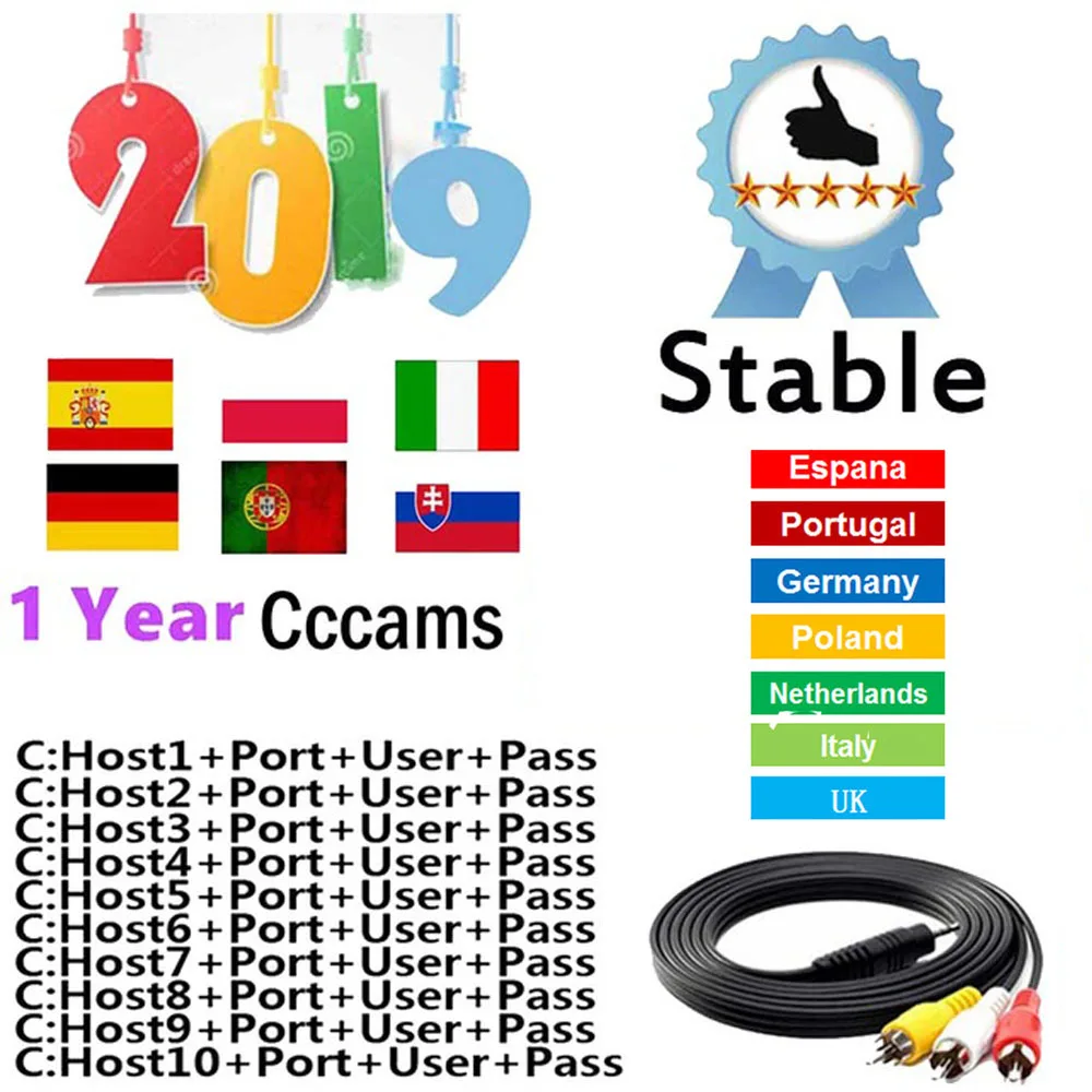 Spain Receptor Cccam cline for 1 year spain germany oscam mgcag IKS freesat v7 DVB-S2 CCcam Cline satellite receiver 7 lines
Spain Receptor Cccam cline for 1 year spain germany oscam mgcag IKS freesat v7 DVB-S2 CCcam Cline satellite receiver 7 lines