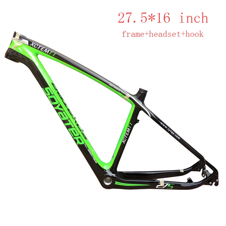 SOYATER 27.5 16 inch inner cable tappered head tube full carbon fiber mtb mountain bike frame
SOYATER 27.5 16 inch inner cable tappered head tube full carbon fiber mtb mountain bike frame