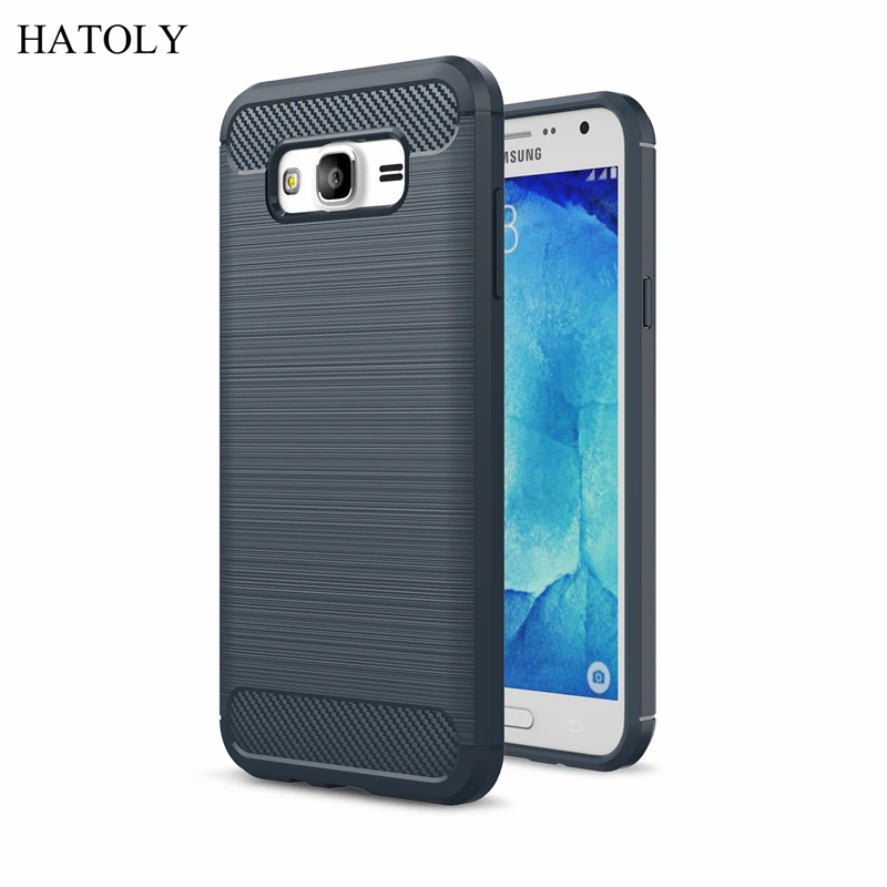 For Cover Samsung Galaxy J7 Case Shockproof Carbon Fiber Back Soft Silicone Phone Bumper J700F | Мобильные телефоны и