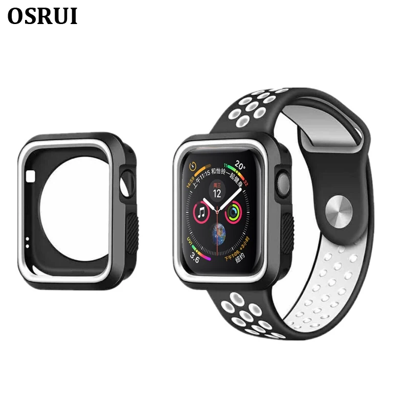 Спортивный силиконовый ремешок и чехол для Apple watch 4 44 мм 40 correa iwatch series 3 2 1 42 38